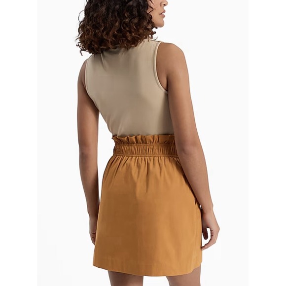 Express High Waisted Paper Bag Mini Skirt Women's Size 8 Mustard Yellow NWT - Picture 3 of 13